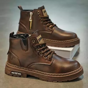 Martin boots men s autumn and winter 2024 new British style high-top heightening non-slip, waterproof and wear-resistant medium-top tooling shoes 39
