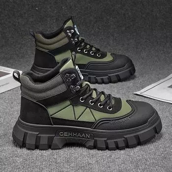 Martin boots men s autumn and winter trend British style rhubarb tooling boots inner height increase leisure sports locomotive knight tide boots 39