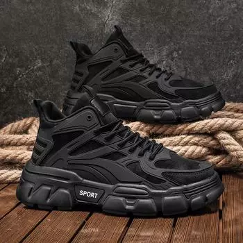 Martin boots men s autumn and winter trend high-top British retro casual Martin boots thick-soled non-slip heightening men s boots 39 чёрный