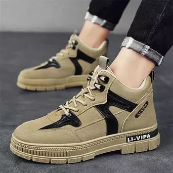 Martin boots men s autumn and winter new high-top outdoor tooling boots thick-soled heightened color matching piled thickened short boots cotton shoes 39