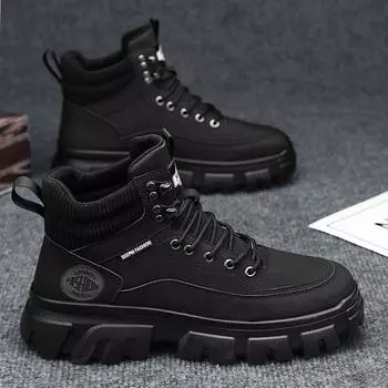 Martin boots men s autumn and winter high-top men s shoes non-slip tooling boots British style men s outdoor thick-soled waterproof leather boots 39