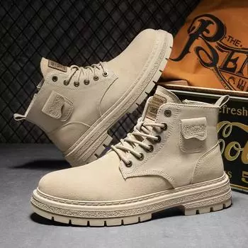 Martin boots men s autumn British style retro high-top tooling leather shoes men s height gain medium-top outdoor men s boots winter 39