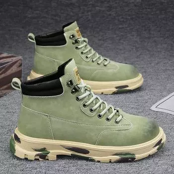 Martin boots men s autumn high-top retro tooling boots men s outdoor mountaineering sports non-slip waterproof desert combat boots 39 зелёный