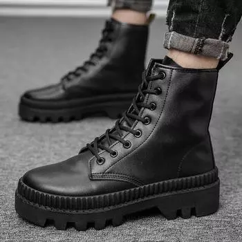 Martin boots men s British style high-top leather boots trendy side zipper autumn and winter new Martin tooling shoes can be 39