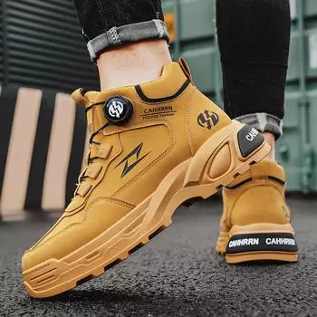 Martin boots men s British style high-top rhubarb boots autumn and winter new men s medium-top outdoor mountaineering rotating buckle tooling boots 39