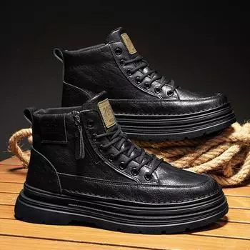 Martin Boots Men s Fall/Winter 2024 New Black Retro British Style Men s Waterproof Platform High-Top Cargo Boots 39