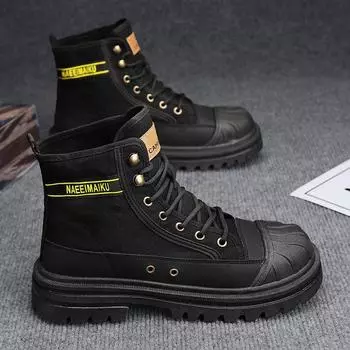 Martin boots men s high top 2024 summer explosion non-slip wear-resistant thick bottom lightweight trend boots men s tooling versatile 39 зелёный