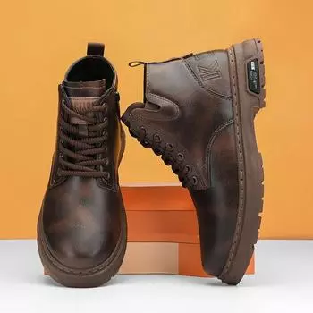 Martin boots men s high top 2024 autumn and winter explosion non-slip wear-resistant thick bottom lightweight trend boots men s tooling versatile 39 хаки