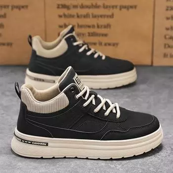 Martin boots men s high-top 2025 new spring British style retro medium-top board shoes thick-soled heightening tooling short boots 39 чёрный