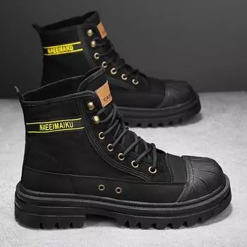 Martin boots men s high-top autumn new platform canvas casual sports boots men s tooling versatile locomotive short boots 40 чёрный