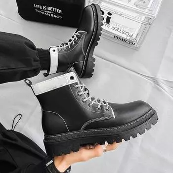 Martin boots men s retro tooling boots men s shoes spring new British trend personalized high-top platform short boots 39