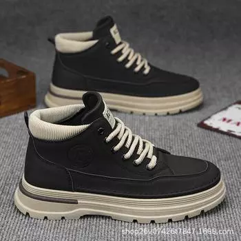 Martin boots men s shoes autumn new British style retro high-top tooling shoes trendy versatile platform casual shoes short boots 39 чёрный