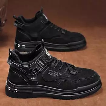 Martin boots men s shoes inner height increase autumn high-top sports and leisure board shoes men s medium-top trendy shoes waterproof tooling shoes 39 хаки