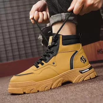 Martin boots men s shoes new medium tube short boots British style platform outdoor mountaineering retro tooling shoes 39