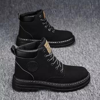 Martin boots men s shoes spring 2024 new non-slip waterproof high-top trendy shoes men s wear-resistant labor insurance tooling short boots 39 хаки