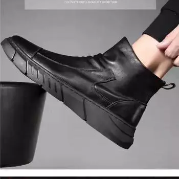 Martin boots men s spring and autumn new men s shoes Korean version trendy versatile zipper shoes velvet short boots British medium boots 39