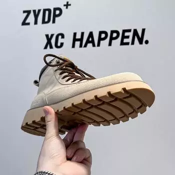 Ботинки Martin мужские бархатные осенние короткие ботинки в стиле ретро в британском стиле большие желтые мужские ботинки 8236-A 38 песочный