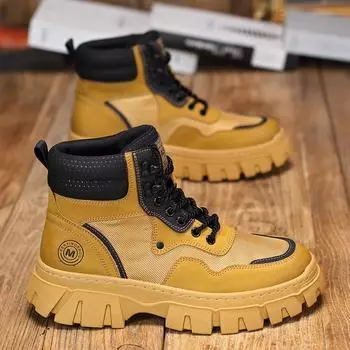 Martin boots men s winter high-top tooling boots men s 2024 new autumn height increase versatile mid-top British leather shoes 38