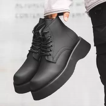 Ботинки Martin мужские зимние бархатные высокие кожаные туфли Locomotive короткие ботинки британские ботинки на молнии 22510-J 38 чёрный