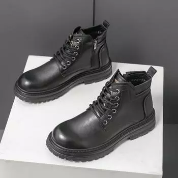 Martin boots new men s boots medium boots casual shoes tooling boots youth casual shoes fashion lace-up Martin boots 38