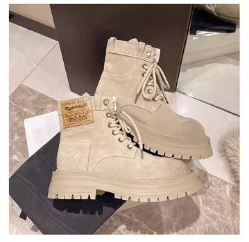 Martin boots short boots women s 2025 autumn and winter new thick-soled heightening non-slip boots matte British rhubarb tooling 35