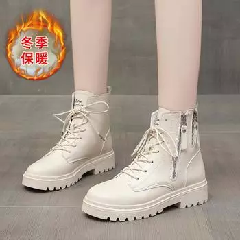 Ботинки Martin женские 2024 осень и зима новые короткие ботинки на толстой подошве универсальные в британском стиле со шнуровкой высокие женские туфли прилив 35