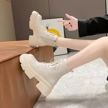 Martin boots women s 2024 autumn and winter new British style short boots lace-up waterproof table handsome locomotive boots women s shoes 35