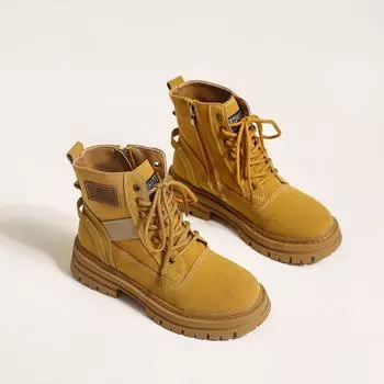 Martin boots women s 2024 autumn anti-cashmere new popular tooling heightening women s boots student soft-soled yellow short boots tide 35