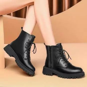 Martin boots women s 2025 new British style spring and autumn single boots inner height increase autumn thin thin thick-soled short boots 35