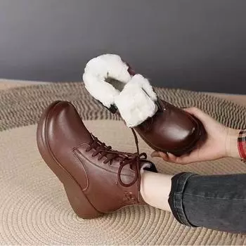 Martin boots women s autumn and winter 2025 new velvet thickened versatile British style short boots muffin thick-soled casual cotton boots 35