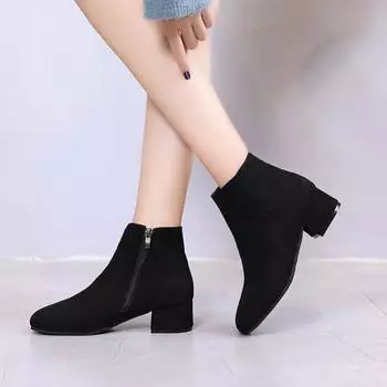 Martin boots women s boots autumn women s Korean version fashion retro thick heel medium heel solid color round head casual thin short boots 35 бежевый