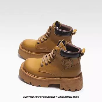 Martin boots women s rhubarb boots thick bottom single short boots hiking boots 34 жёлтый