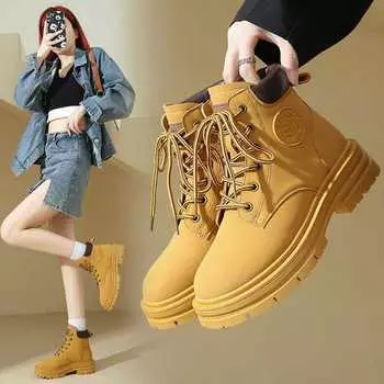 Martin boots women s spring and autumn 2025 new autumn rhubarb boots women s ins British style short boots thick-soled spring and autumn 35