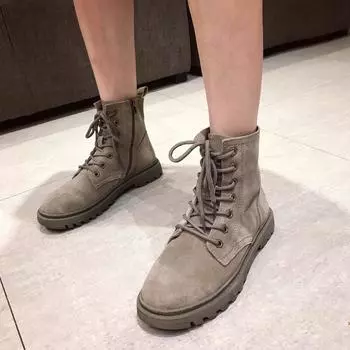 Martin boots women s work boots 2024 autumn and winter new Internet celebrity Korean version fashion short boots velvet round head women s boots retro 35 темно серый