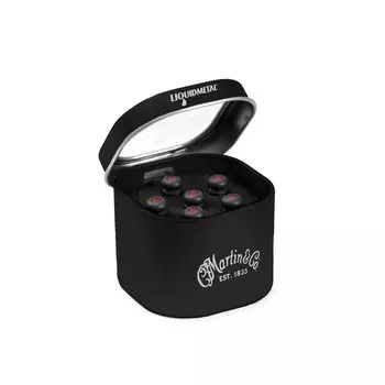 Martin Guitar LUXE by Martin Acoustic Guitar Bridge Pins, набор штифтов для акустической гитары, матово-серый с красной инкрустацией, 6 штифтов в упаковке