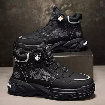 Martin men s shoes autumn and winter men s sports and leisure construction site work spiral button high-top non-slip tooling trendy shoes 39