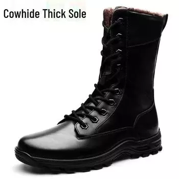 Martin Мужские высокие зимние ботинки: Натуральная кожа, теплая бархатная подкладка, толстая подошва, повседневный и деловой стиль. velvet; 43 чёрный