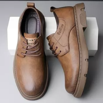 Martin shoes men s low-top 2025 autumn and winter men s shoes British style shoes autumn casual trend leather shoes 38 чёрный