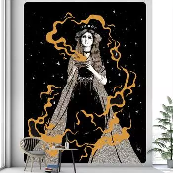 Мартовская богиня, девушка, украшение дома, художественный гобелен, богемное украшение, коврик для йоги, хиппи, психоделические листы сцены 70X100cm