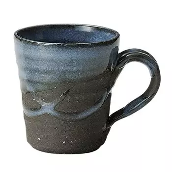 Marui Seito Shigaraki Ware Hechimon Mug Cup Deep Blue Capacity Approximately 310ml Stylish Coffee Cup Pottery Handmade by Craftsman Traditional Craft лазурь