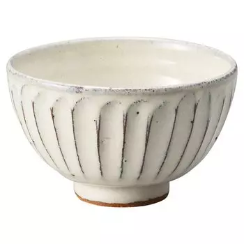 Marui Seito Shigaraki Ware Hechimon Rice Bowl Rice Bowl Белая глазурь Carving Приблизительно. Диаметр 12см 3-1465 белый