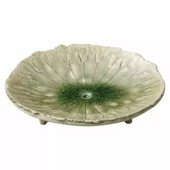 Marui Seito Shigaraki Ware Hechimon Serving Plate with Legs Lotus Leaf Diameter 17cm Made in Japan Approx. MR-3-3057