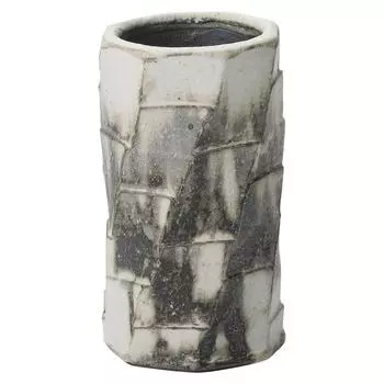 Marui Seito Shigaraki Ware Hechimon Vase Flower Base Single Flower Vase White Black Shaved Pottery MR-M137
