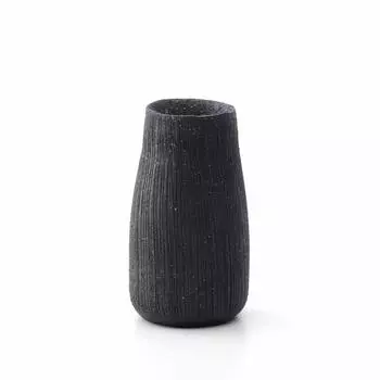 Marui Seito Shigaraki Ware Hechimon Vase Flower Base Large Black Acorn Black Sandstone Pottery MR-11-7314