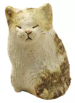 Marui Seito Сигараки-яки Хэтимон керамика от печи Косэй, сидящий кот, 40-4076