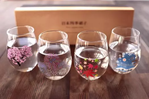 Marumo Takagi Ceramic Cool Japanese Four Seasons Free Glass Set Japan Glass Gift Temperature Change Sake Valentine Day Day Wedding Gift Present Beer