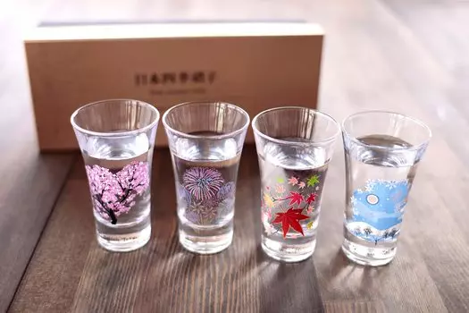 Marumo Takagi Ceramic Cooling Japanese Four Seasons Glass Tenkai Set Japanese Glass Gift Temperature Change Sake Day Day Day Wedding Gift Present Beer