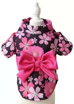 MaruPet Dog Японская вишня Оба японских маленьких новых памятных черных XS Одежда, весна, стиль, юката, цветение, бант, хризантема, кимоно,