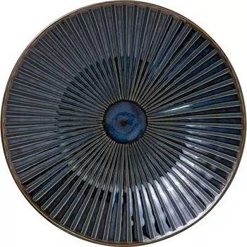 Marusankondo Deep Japanese Dishwasher Made in Pinwheel 22216 Plate, Dish, Tableware, Ceramic, Tableware, Pottery, Navy, Safe, Japan,