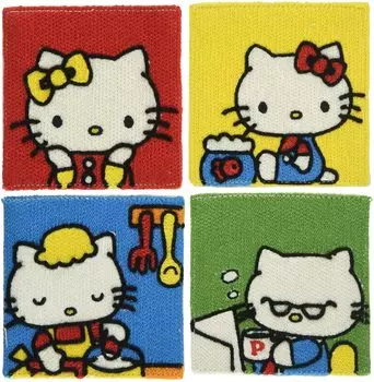 Marushin Coaster Sanrio Hello Kitty 10 x 10cm My Family Set of 4 different patterns 3335007200 4 pieces
